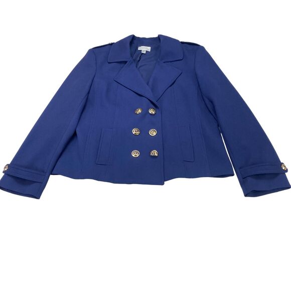 Tahari by Arthur S. Levine Peacoat Jacket Women's Size 16 Blue Double Breasted - Picture 11 of 16